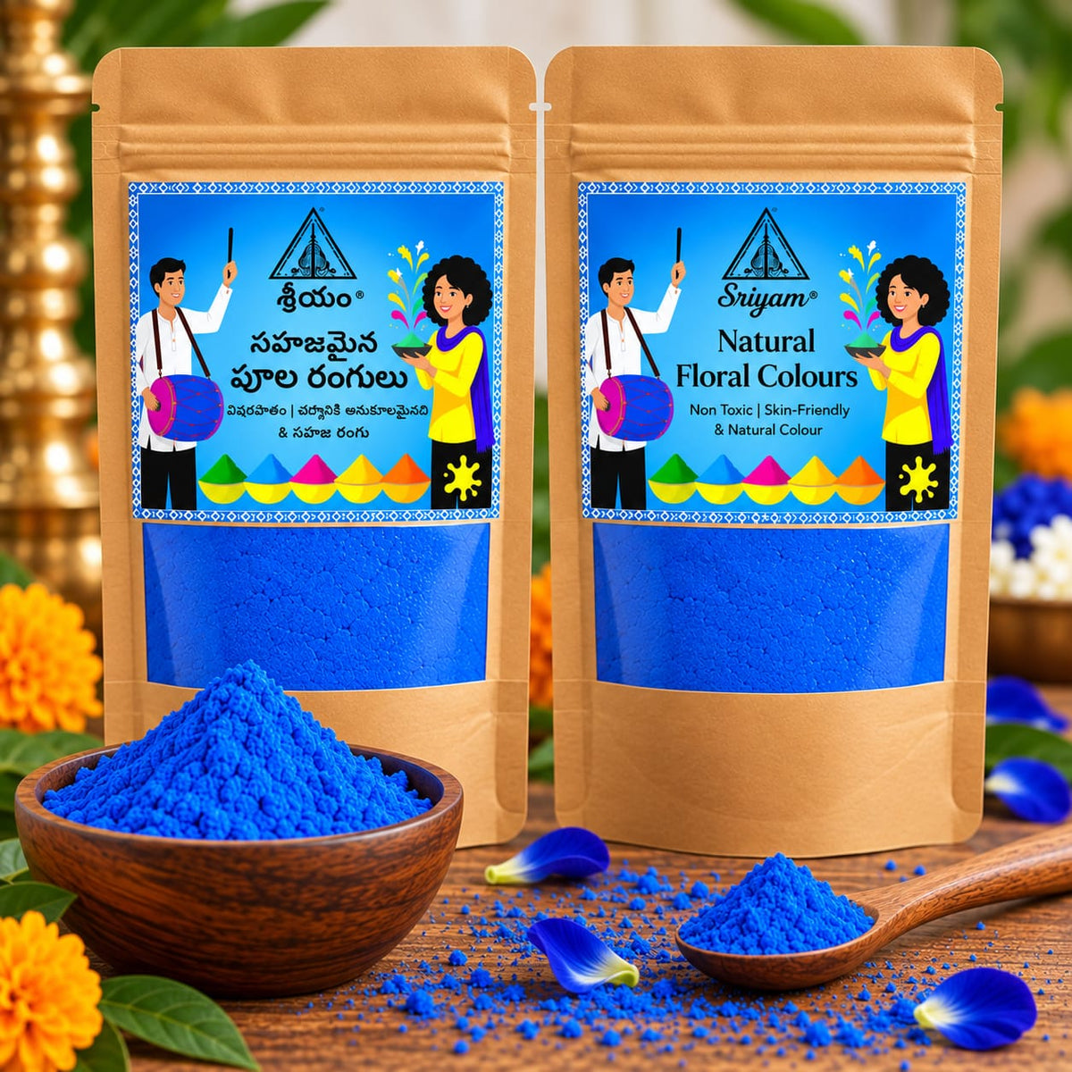 Sriyam Floral Blue  Colour