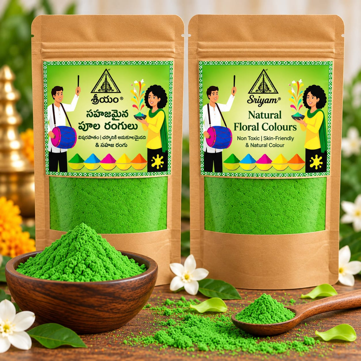 Sriyam Floral Green Colour
